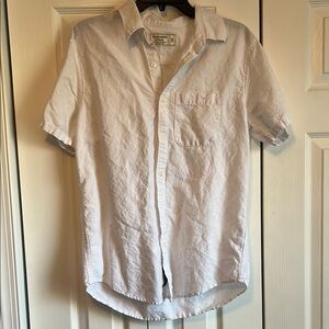 Abercrombie & Fitch Linen White Casual Button Down Shirt